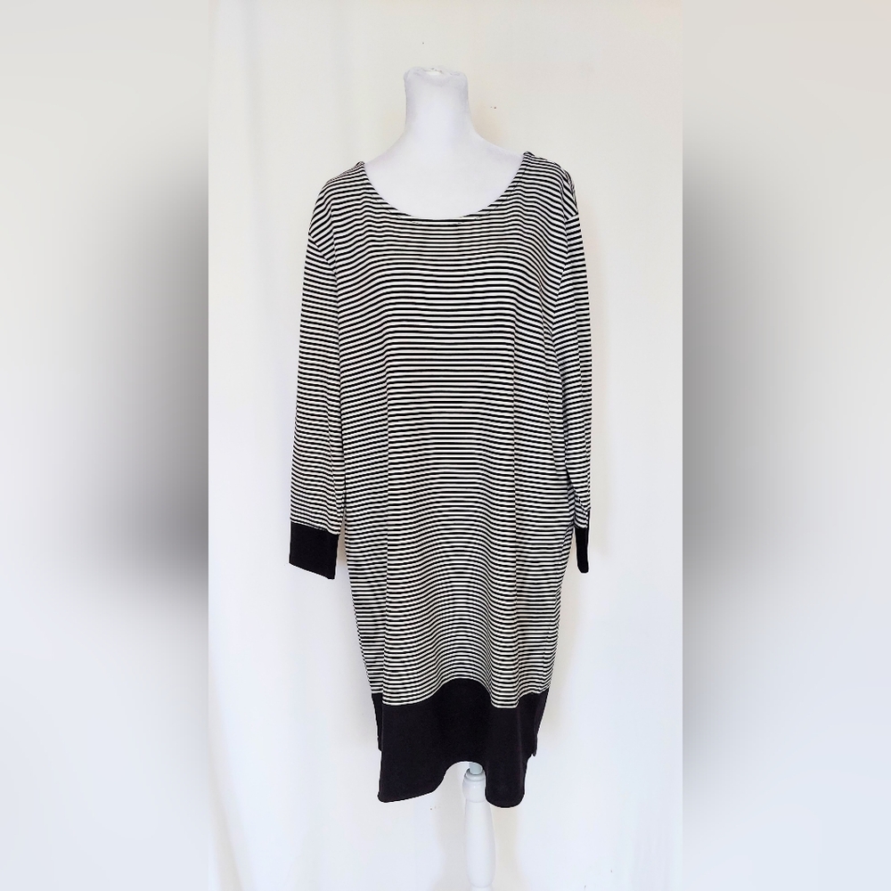 Charlie Paige Long Sleeve Dress Black White Stripes Size XL NWT